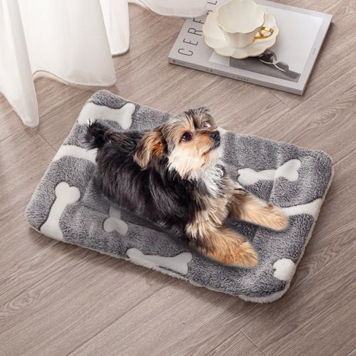 Dog Bed Mat Comfortable Flannel Dog Crate Pad Reversible Cushion Carpet Machine Washable Pet Bed Liner with Bone Patterns Dog Bed Mat Comfortable Flannel Dog Crate Pad Reversible Cushion Carpet Machine Washable Pet Bed Liner with Bone Patterns